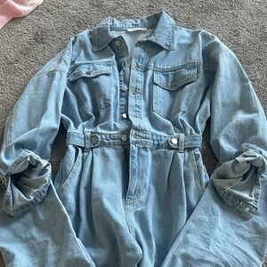 12th Tribe Denim Long Sleeve Jumpsuit